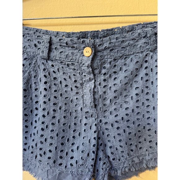 Beachy Boho Women's Blue Eyelet Lace Medium‎ Rise Cutoff Shorts Size S Resort - Picture 4 of 16